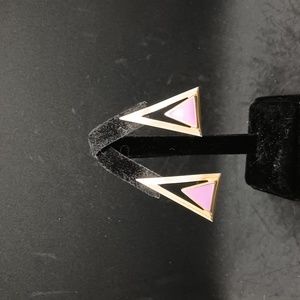 Vintage purple gold tone triangle earrings